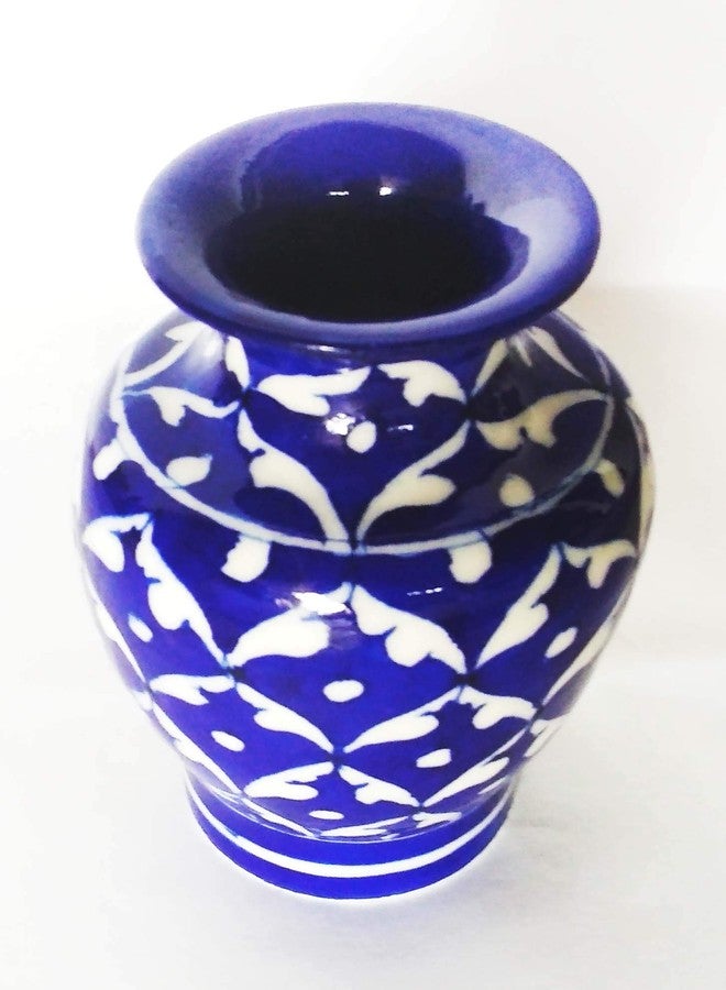 Shiv Kripa Blue Pottery Ceramic Vase (5 Inch, Blue) - Image 2